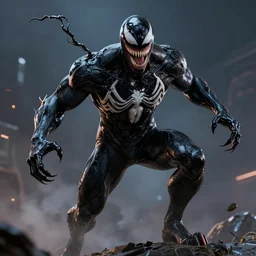 full body portrait of venom as the flash, dynamic lighting, cinematic, ultra detailed, trending on art station, stunning visuals, creative, fantasy concept art