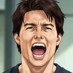 A close-up anime portrait of tom cruise screaming, by a professional manga illustrator, Stanley Artgerm Lau, WLOP, Rossdraws, James Jean, Andrei Riabovitchev, Marc Simonetti, and Sakimichan, tranding on artstation