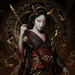 geisha demon spirit, hyper detailed, dark palette, masterpiece, ornate dark, suehiro moaruo, katsuhiro otomo, shintaro kago, cgsociety, octane render, ambient light