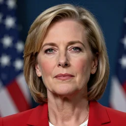 a head and shoulders editorial portrait of a republican us political candiate with a calm expression, facing front, conservative, gop, right wing, christian right, libertarian, neocon, red clothes, by annie liebovitz, photojournalism, photorealistic, anatomically correct, beautiful perfect face, sharp focus, highly detailed, cinematic lighting, 8 k, hd