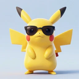portrait of pikachu wearing sunglasses, trending in artstation, rendered in blender