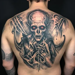 a man with a tom brady tattoo on his back, a tattoo by richard mortensen, reddit contest winner, primitivism, tattoo, lovecraftian, intricate