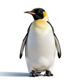 fluffy penguin, photorealistic wildlife photography, full body, isolated on a pure white background, centered, entire subject in frame, sharp focus, soft studio lighting