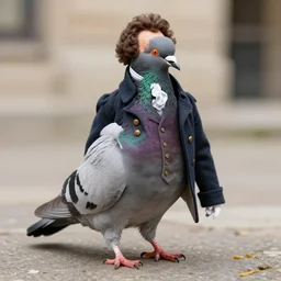 pigeon dressed as a 1 9 th century bourgeois