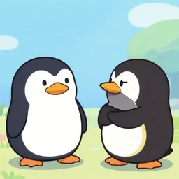 chibi anime penguins in conversation