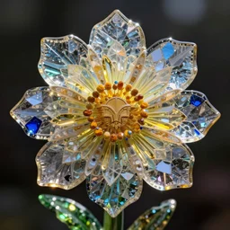 mesmerizing light knight made of colored glass shards by chris wood, depicting a flower, detailed 4 k photo