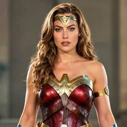 A realistic portrait of margot robbie as wonder woman