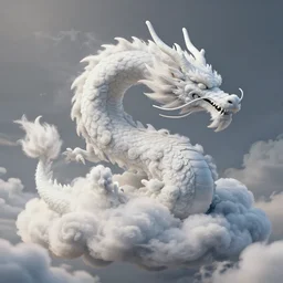A dragon made of clouds, concept art, matte painting, 8k, highly detailed, artstation, fluffy clouds