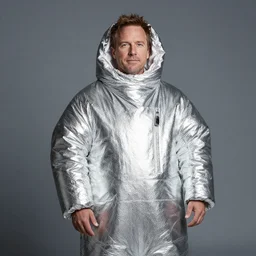 chuck mcgill wrapped in an aluminum space blanket