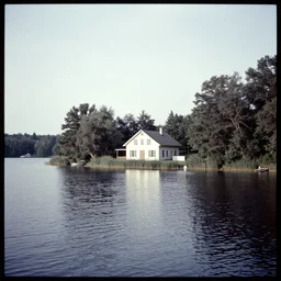 ektachrome sample photo of a house on a lake side