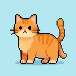orange cat in pixel art