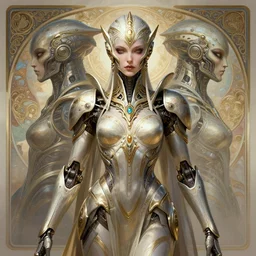 symmetry!! portrait of cyberpunk alien empress goddess mecha in the style of horizon zero dawn, machine face, intricate, elegant, highly detailed, digital painting, artstation, concept art, smooth, sharp focus, illustration, art by artgerm and greg rutkowski and alphonse mucha, 8 k
