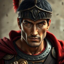 roman general, handsome timothy shalame with black hair, roman soldier armor, symmety, close - up portrait of roman centurion without helmet, character portrait, shaded, deep focus, amber eyes, insane art, trending on artstation, perfect lighting, 8 k, game cover art, sharp focus, anatomically correct, historically accurate!!, by artgerm and frank frazetta