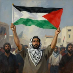 coloful dramatic painting of freedom for palestina!!!!!