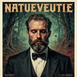 very detailed unsettling and dramatic vintage poster of a short bearded hypnotist, with the theme of the nature of reality and the metaverse, very artistic, artstation