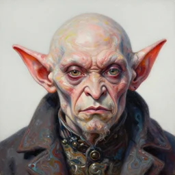 close - up portrait of goblin looking like rasputin by irakli nadar with intricate detailed color smashing fluid oil paint and acrylic, melting wax, mycelia, abstract impressionism, ruan jia, fantasy, hyper detailed, concept art, by peter mohrbacher and gustav klimt