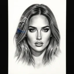 realism tattoo sketch of a megan fox face in a double exposure effect with mountain scenery, in the style of matteo pasqualin, amazing detail, sharp