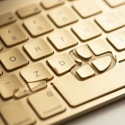 a keyboard made of gold, 4k photography,