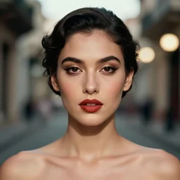 creative beautiful female portrait, ( ( head shot ) ), cine, vintage, sharp focus, neo classic, movie still, sony, puerto rico, symmetrial, face, makeup, sephora, loreal, vapor, octane render, vouge, national geographic, maybelline, model, gorgeous, traditional, vsco, bokeh, 8 k