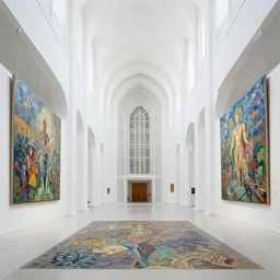 church interior, white space by zaha hadid,, intricate, highly detailed, 8 k. palette knife oil painting on canvas by leonid afremov.