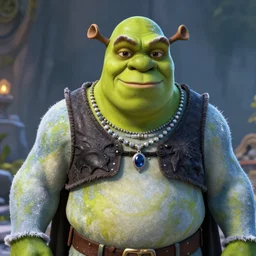 shrek as batman dreamlike with jewelry character art hyperdetailed 8 k realistic frostbite 3 engine cryengine dof trending on artstation