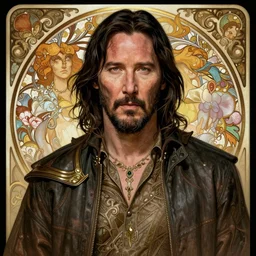 Keanu Reeves as God of Beauty, brutal, fantasy, intricate, elegant, highly detailed, digital painting, 4k, HDR, concept art, smooth, sharp focus, illustration, art by alphonse mucha,artgerm, H R Giger