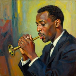 charlie parker playing, colorful painting, by jules bastien - lepage, nikolay makovsky, 1 / 4 - headshot