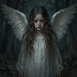 the weeping angel by raymond swanland, highly detailed, dark tones