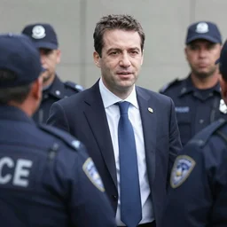 fbi director Nicolas Sarkozy getting arrested by police agents, photo 85mm, f/1.3
