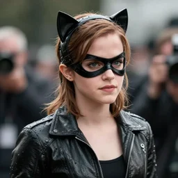 Emma Watson as Catwoman, XF IQ4, f/1.4, ISO 200, 1/160s, natural light, Adobe Lightroom, DxO Photolab, polarizing filter, Sense of Depth, AI enhanced, denoised, sharpened, HDR