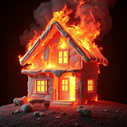 complex 3 d render hyper detailed ultra sharp aesthetic house on fire, medium portrait, close - up, bright 3 point light