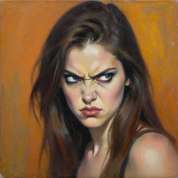 art by angry woman, painting by toni toscani,