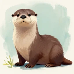 stylized expressive furry art by blotch and rukis of an anthro otter