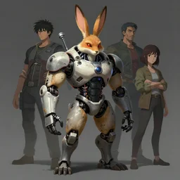 anthropomorphic rabbit fox bodybuilder cyborg robot, horror, game design fanart by concept artist gervasio canda, behance hd by jesper ejsing, by rhads, makoto shinkai and lois van baarle, ilya kuvshinov