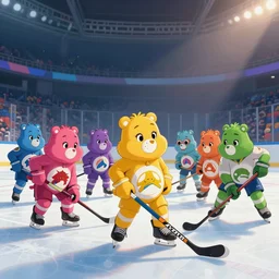 the care bears playing ice hockey dream!!!!! mercy and winston from overwatch, extremely detailed, sharp focus, wide view, full body shot, smooth, digital illustration, by james jean, by rossdraws, frank franzzeta, mcbess, sakimichan, brosmin, danton fadeev, steve simpson