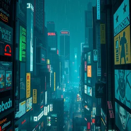 a hyperrealstic matte painting of cyberpunk really dense city like shadowrun leipzig with advertisements building, raining water droplets on screen, stars and anatomical maps at the back and the top of the painting, todd macfarlane, noah bradley and dominik mayer, trending on artstation, low light, dark rainbow