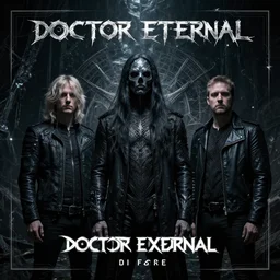 electronic industrial music album cover for a band called doctor eternal by alan lee and di fate