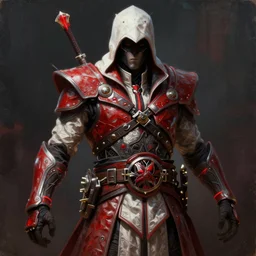 cthulhu assassin with red power amror, assassin's creed, oil painting, 3 d art, perfect lighting, 4 k