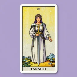 tarot card queen of swords, highly detailed, luxury, purple hair