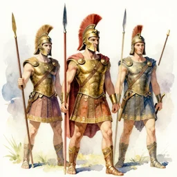 watercolor illustration of 3 0 0 spartans, by anna dittmann, by marco mazzoni, by stephanie law, - w 1 0 2 4 n 9