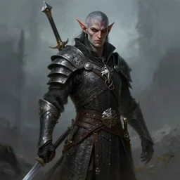 a Dark Elf Warrior in the style of Justin Gerard, digital painting, very detailed, high definition