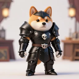 berserk skullknight black armor, anthropomorphic shiba inu, shiba inu face, in tavern of knights, stuning 3 d render, masterpiece, glowing aura, by donato giancola and greg rutkowski and wayne barlow and zdzisław beksinski, realistic face