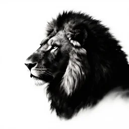 lion profile, black silhouette art on white background