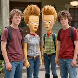 detailed!! movie still of teenage actors in their roles as beavis and butthead