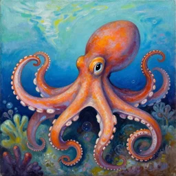 an octopus painting a picture