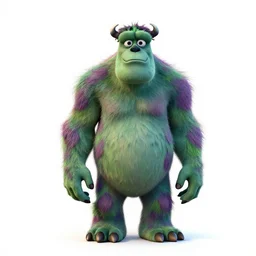 jovial frankenstein's monster, stylized pixar-style 3d render, full body, standing, isolated on a pure white background, centered, whole figure in frame, sharp focus, studio lighting