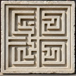 carved soapstone relief paneling, serpentine maze