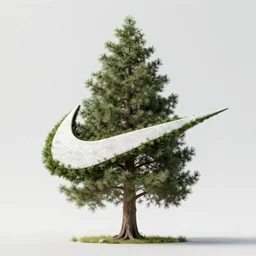 tree as nike logo swoosh, photo realistic, octane render