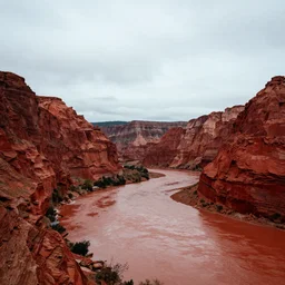 a majestic river in red