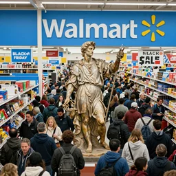 the crowds at the black friday sales at walmart, intricate, highly detailed, sharp focus, art by michelangelo